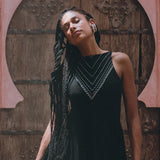 Black Bhakti Dress • Boho Ring Bells Dress • Minimalist Cocktail Dress • Handmade dress - AYA Sacred Wear