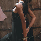 Black Bhakti Dress • Boho Ring Bells Dress • Minimalist Cocktail Dress • Handmade dress - AYA Sacred Wear