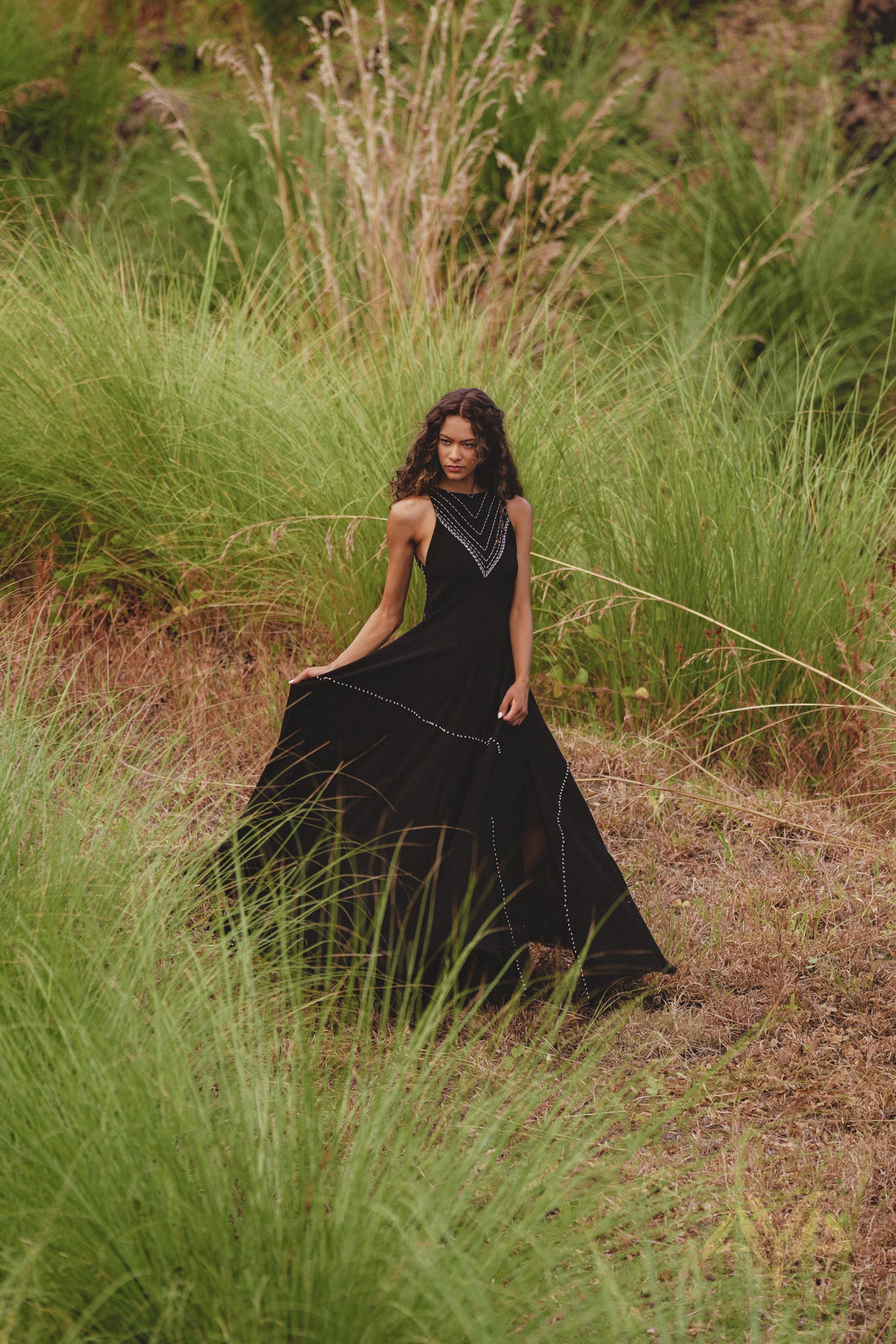 Black Bhakti Dress • Boho Ring Bells Dress • Minimalist Cocktail Dress • Handmade dress - AYA Sacred Wear