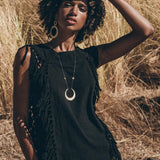Black Bohemian Top with Tassels Sides - AYA Sacred Wear