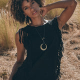 Black Bohemian Top with Tassels Sides - AYA Sacred Wear