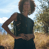 Black Bohemian Top with Tassels Sides - AYA Sacred Wear