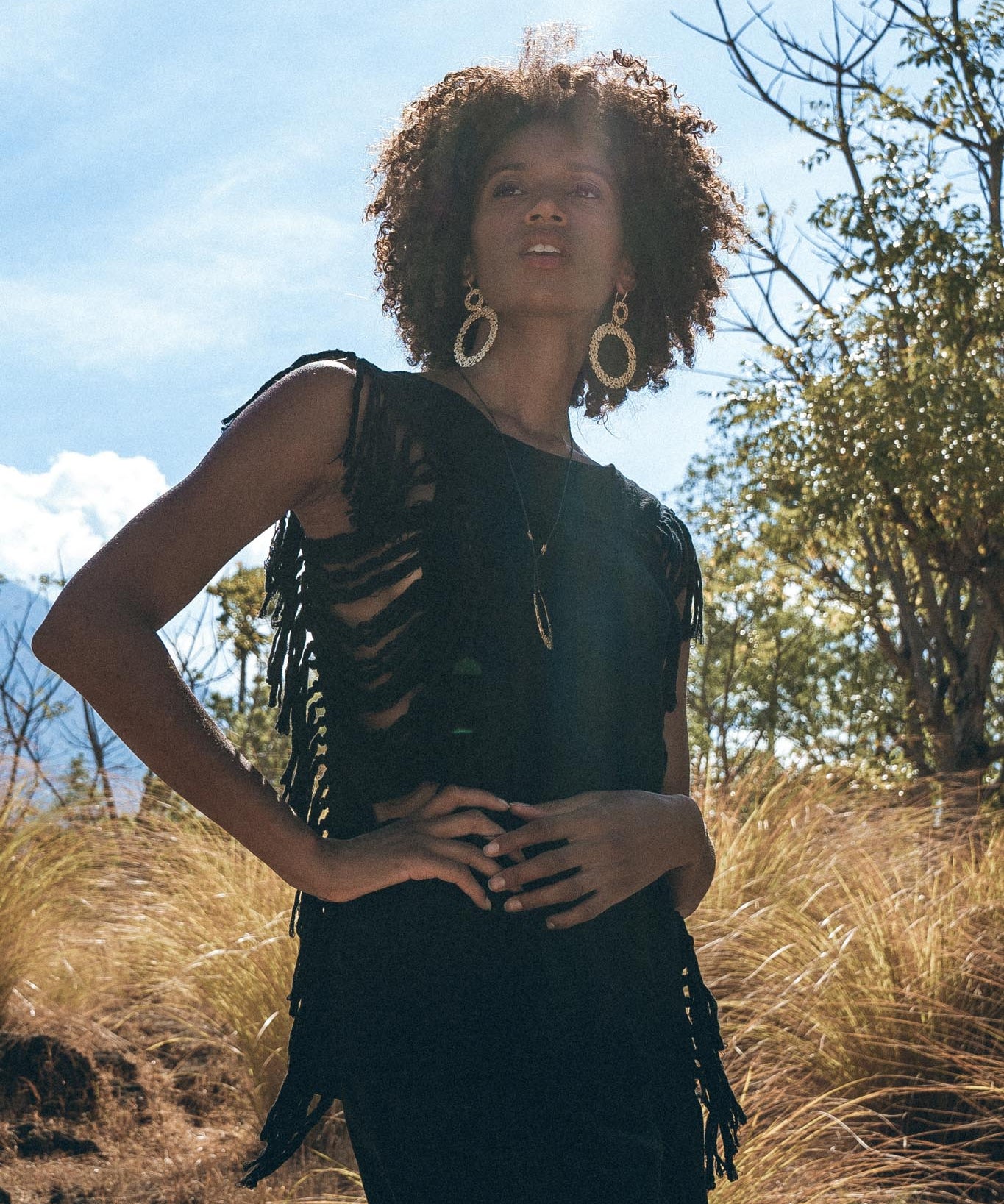 Black Bohemian Top with Tassels Sides - AYA Sacred Wear
