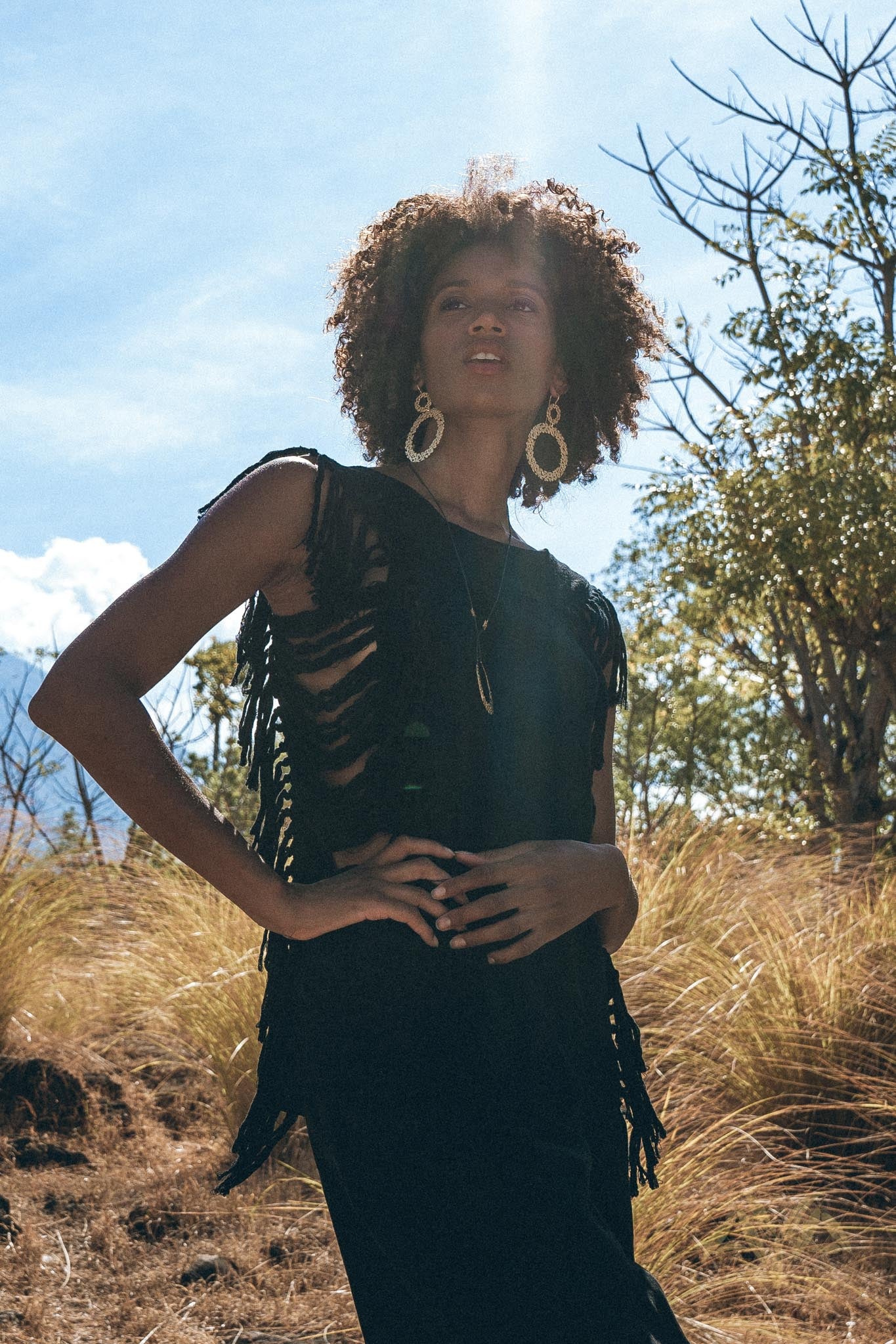 Black Bohemian Top with Tassels Sides - AYA Sacred Wear