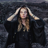 Black Boho Asymmetrical Jacket with Hood - AYA Sacred Wear