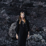 Black Boho Asymmetrical Jacket with Hood - AYA Sacred Wear