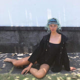 Black Boho Asymmetrical Jacket with Hood - AYA Sacred Wear