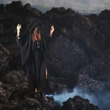 Black Boho Asymmetrical Jacket with Hood - AYA Sacred Wear
