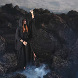 Black Boho Asymmetrical Jacket with Hood - AYA Sacred Wear