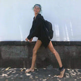 Black Boho Asymmetrical Jacket with Hood - AYA Sacred Wear