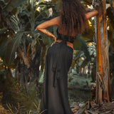 Black Boho Crop Top • Bohemian Top with Handmade Knots - AYA Sacred Wear