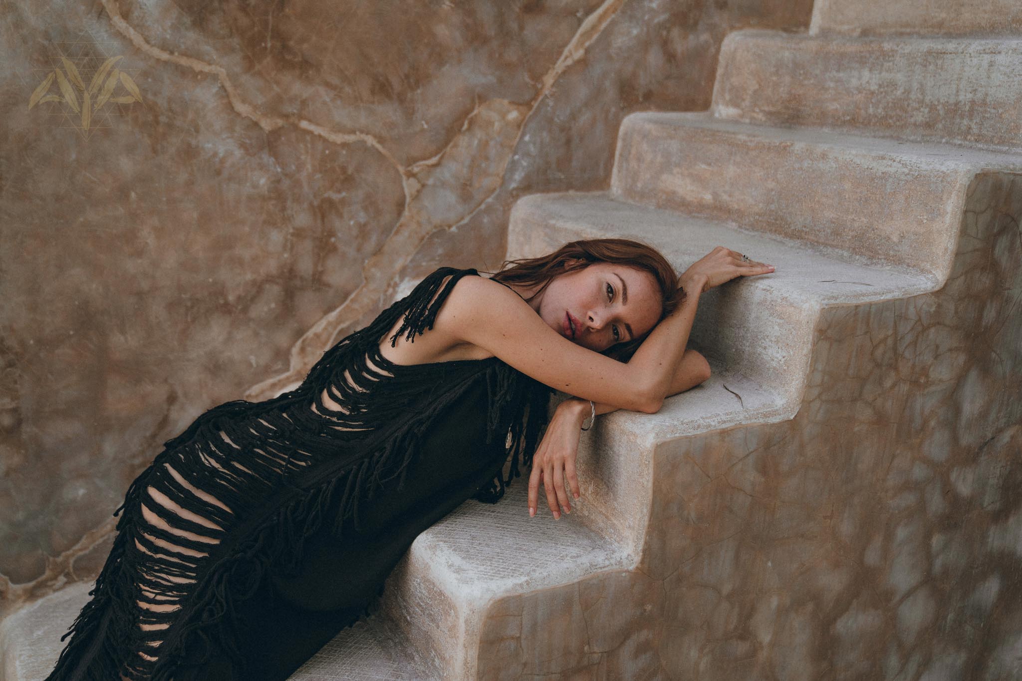 Black Boho Dress • Bohemian Dress • Ladder Sides Dress - AYA Sacred Wear