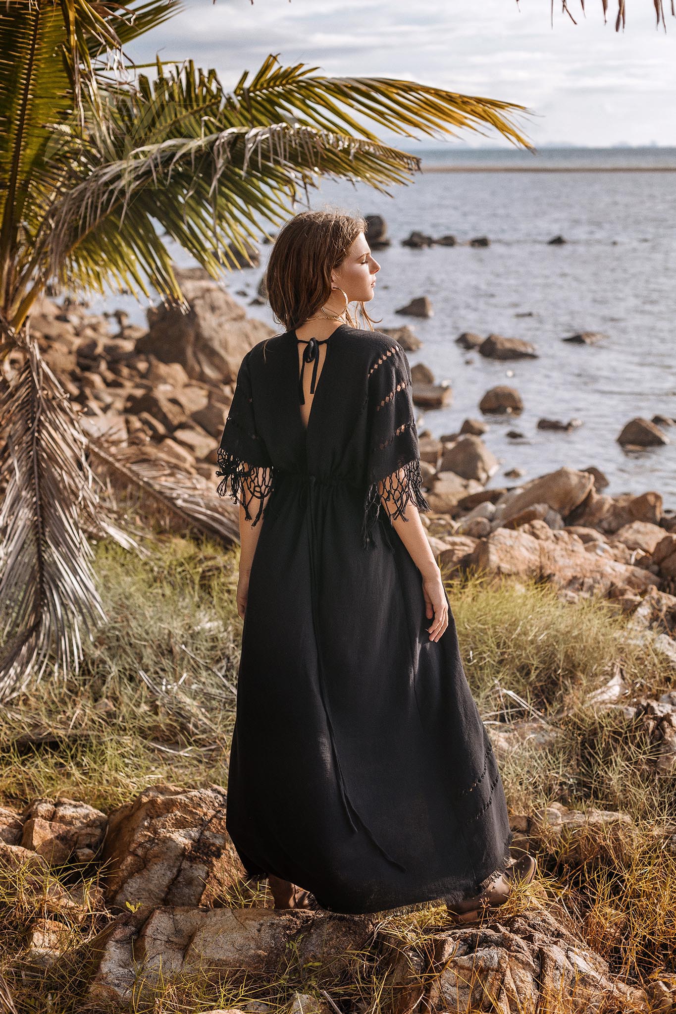 Black Boho Dress • Boho Goddess Dress • Maxi Bridesmaid Dress - AYA Sacred Wear