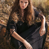 Black Boho Dress • Boho Goddess Dress • Maxi Bridesmaid Dress - AYA Sacred Wear