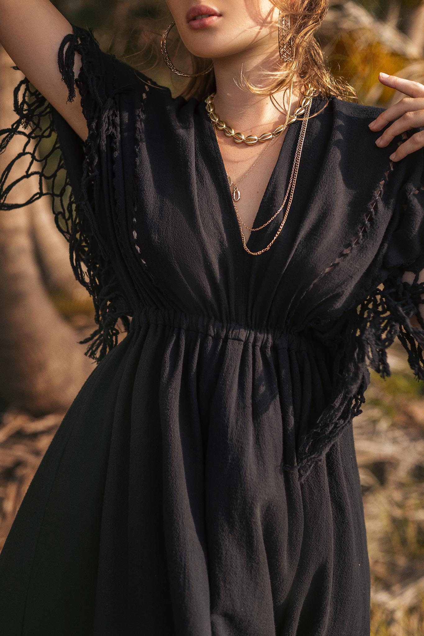 Black Boho Dress • Boho Goddess Dress • Maxi Bridesmaid Dress - AYA Sacred Wear
