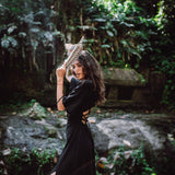 Black Boho Dress with Open Back • Organic Cotton Dress - AYA Sacred Wear