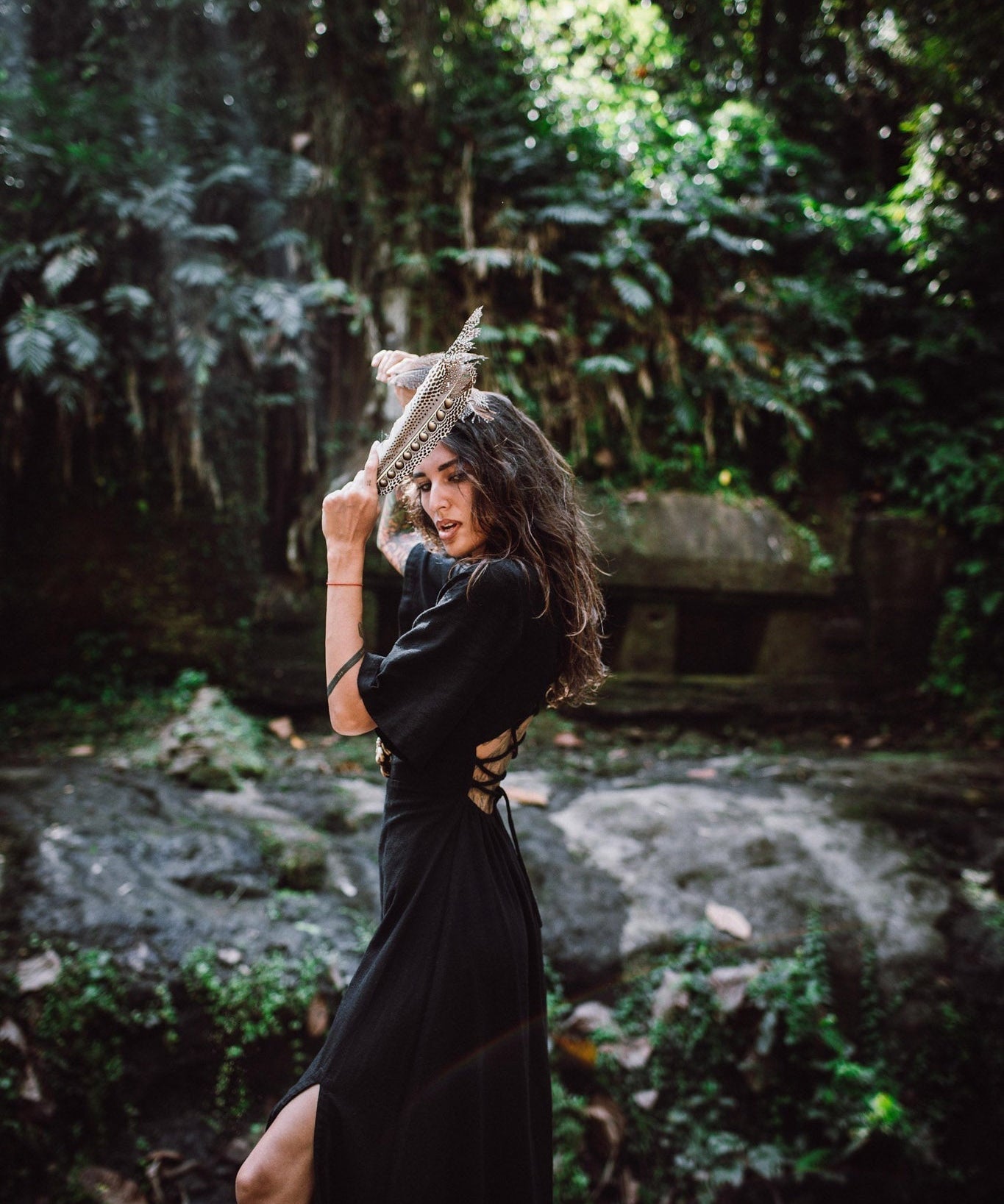 Black Boho Dress with Open Back • Organic Cotton Dress - AYA Sacred Wear