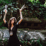 Black Boho Dress with Open Back • Organic Cotton Dress - AYA Sacred Wear