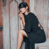 Black Boho Dress with Open Back • Organic Cotton Dress - AYA Sacred Wear