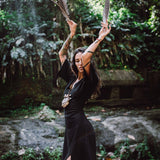 Black Boho Dress with Open Back • Organic Cotton Dress - AYA Sacred Wear