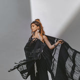 Black Boho Fringe Shawl • Cotton Scarf • Organic Sustainable Shawl - AYA Sacred Wear