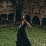 Black Boho Jumpsuit Women • Handmade Cold Shoulder Maxi Jumpsuit - AYA Sacred Wear