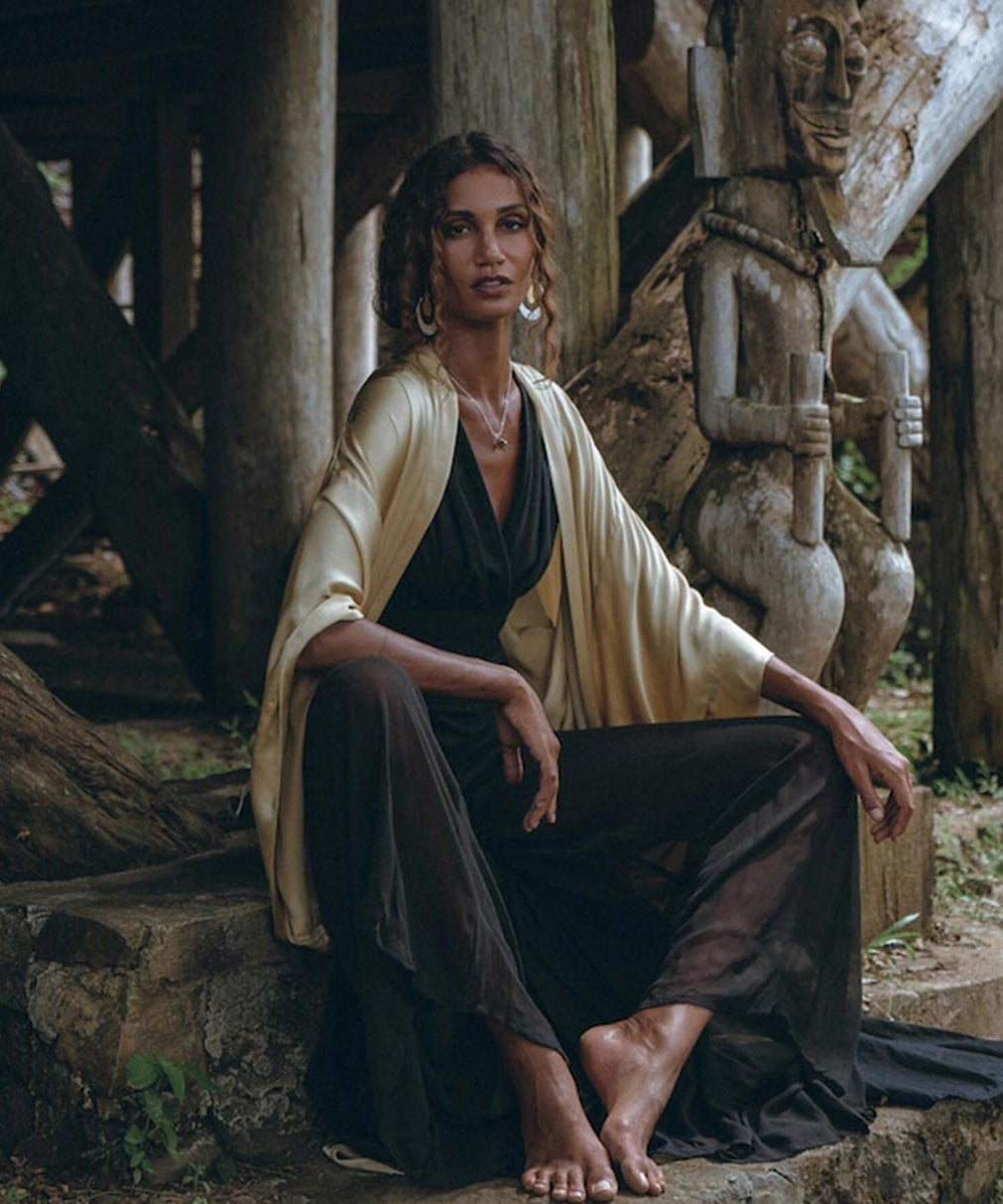 Black Boho Jumpsuit Women • Handmade Cold Shoulder Maxi Jumpsuit - AYA Sacred Wear