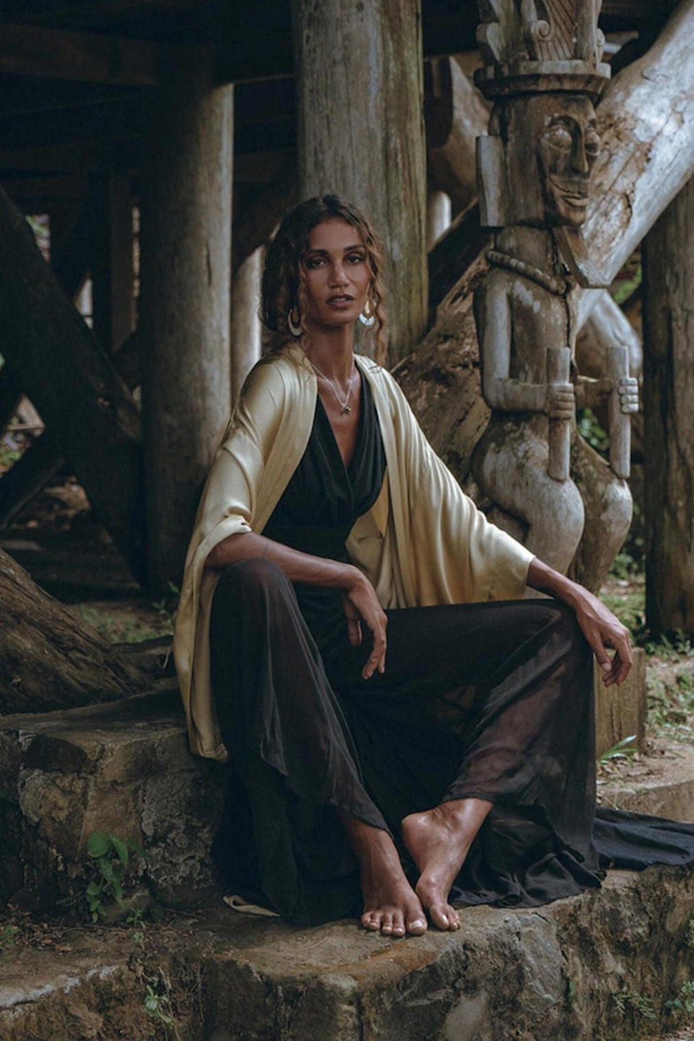 Black Boho Jumpsuit Women • Handmade Cold Shoulder Maxi Jumpsuit - AYA Sacred Wear