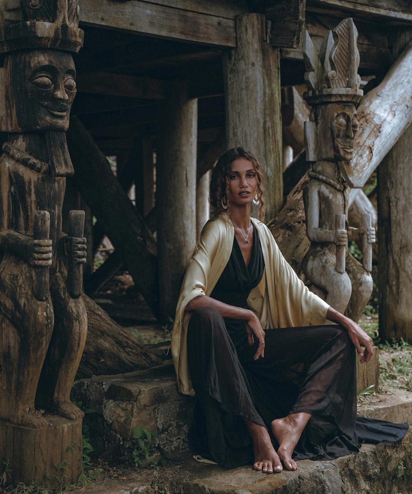 Black Boho Jumpsuit Women • Handmade Cold Shoulder Maxi Jumpsuit - AYA Sacred Wear