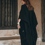 Black Boho Poncho • Long Poncho Robe Cardigan • Bridal Cover Up Cardigan - AYA Sacred Wear