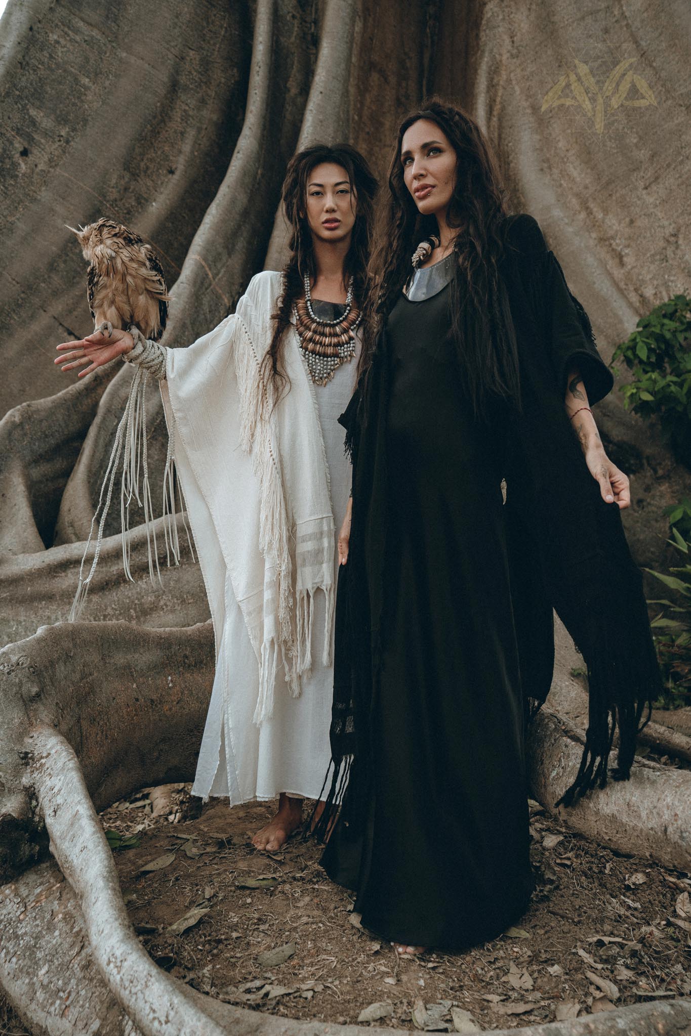 Black Boho Poncho • Long Poncho Robe Cardigan • Bridal Cover Up Cardigan - AYA Sacred Wear