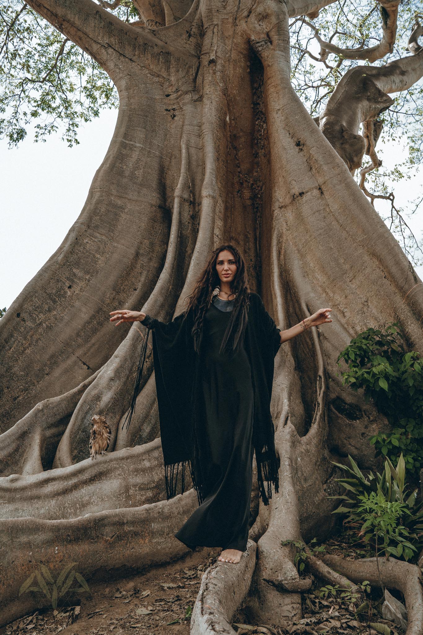 Black Boho Poncho • Long Poncho Robe Cardigan • Bridal Cover Up Cardigan - AYA Sacred Wear
