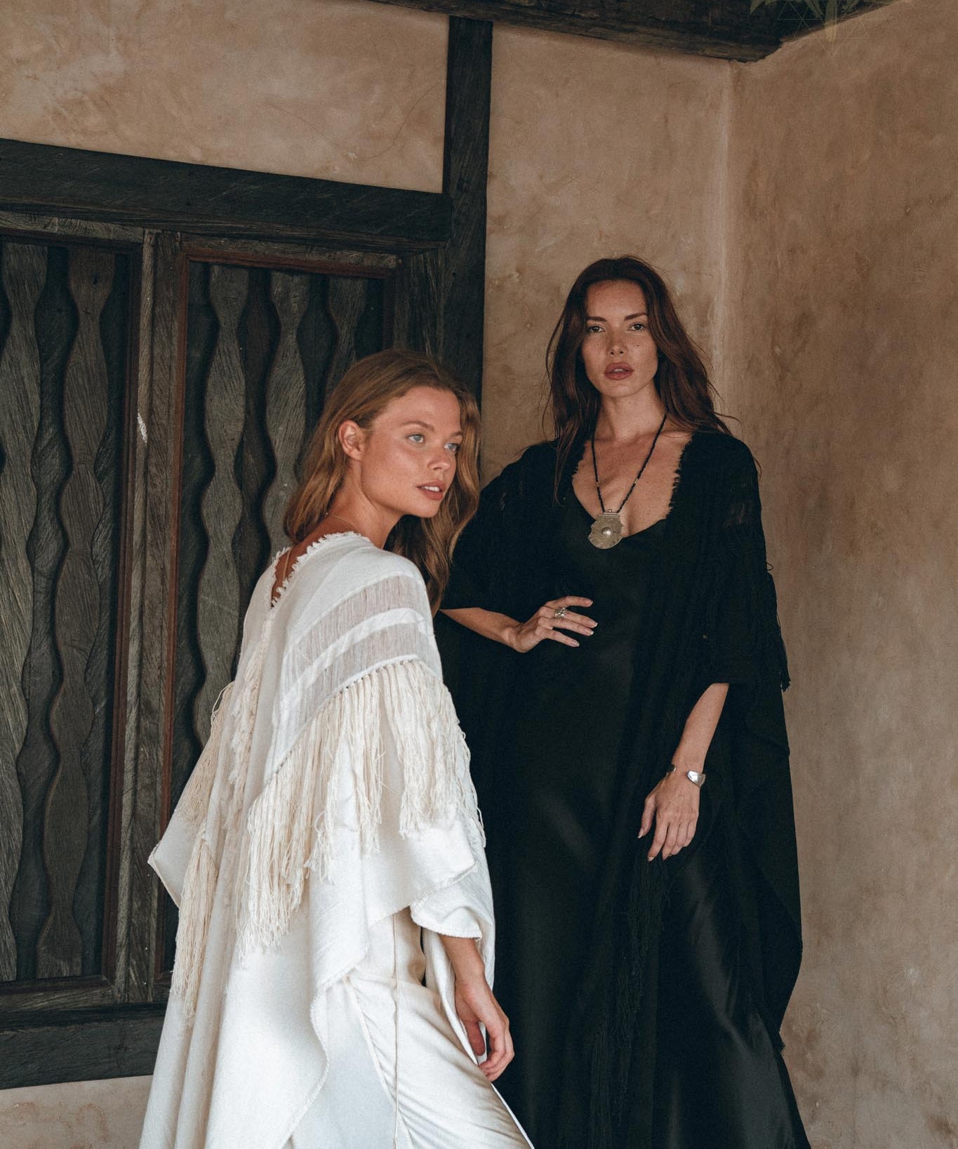 Black Boho Poncho • Long Poncho Robe Cardigan • Bridal Cover Up Cardigan - AYA Sacred Wear