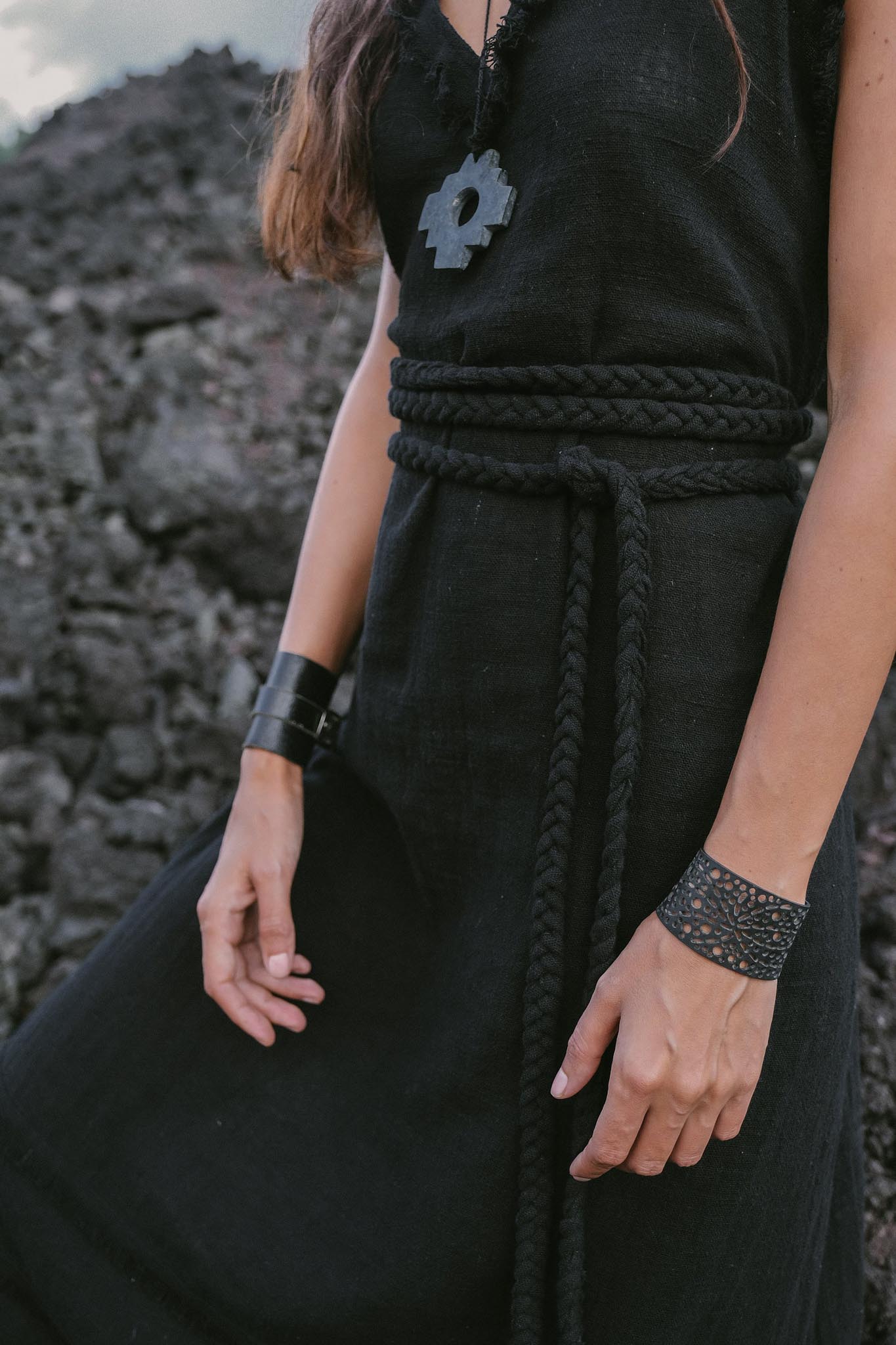 Black Casual Dream Wrap Dress Open Back High Slit Dress - AYA Sacred Wear