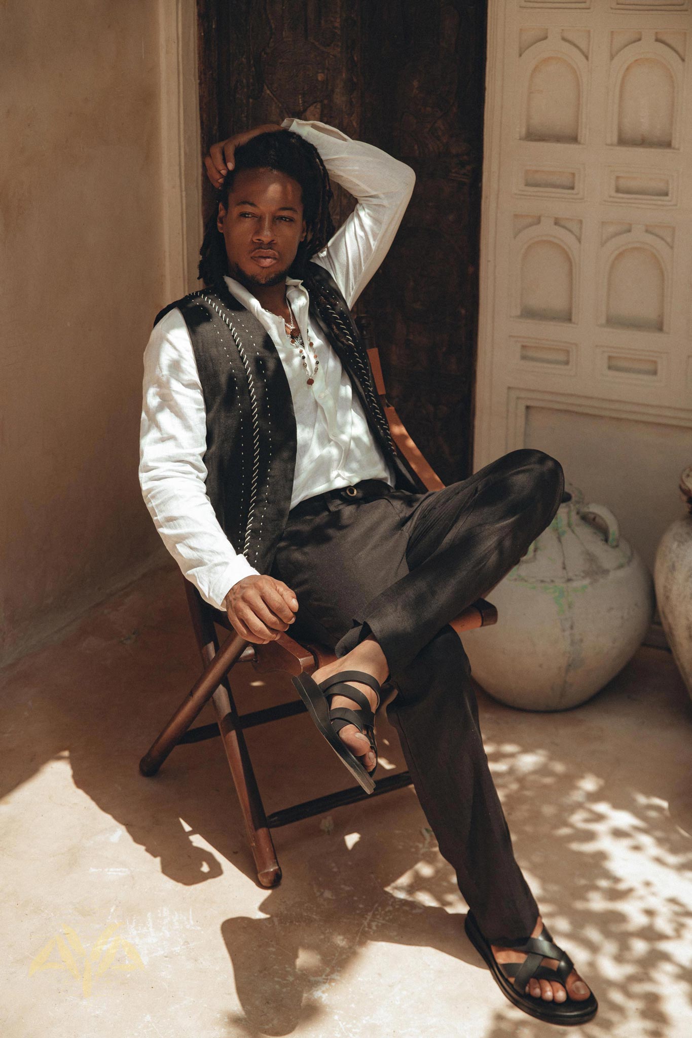 Black Classic Linen Trousers for Men - AYA Sacred Wear