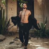 Black Colour Handwoven Cotton Pants for Men - AYA Sacred Wear
