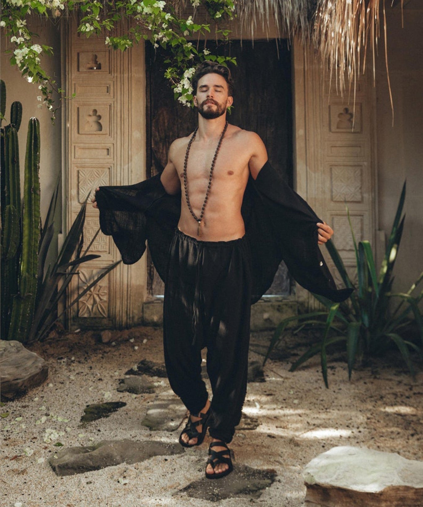 Black Colour Handwoven Cotton Pants for Men - AYA Sacred Wear