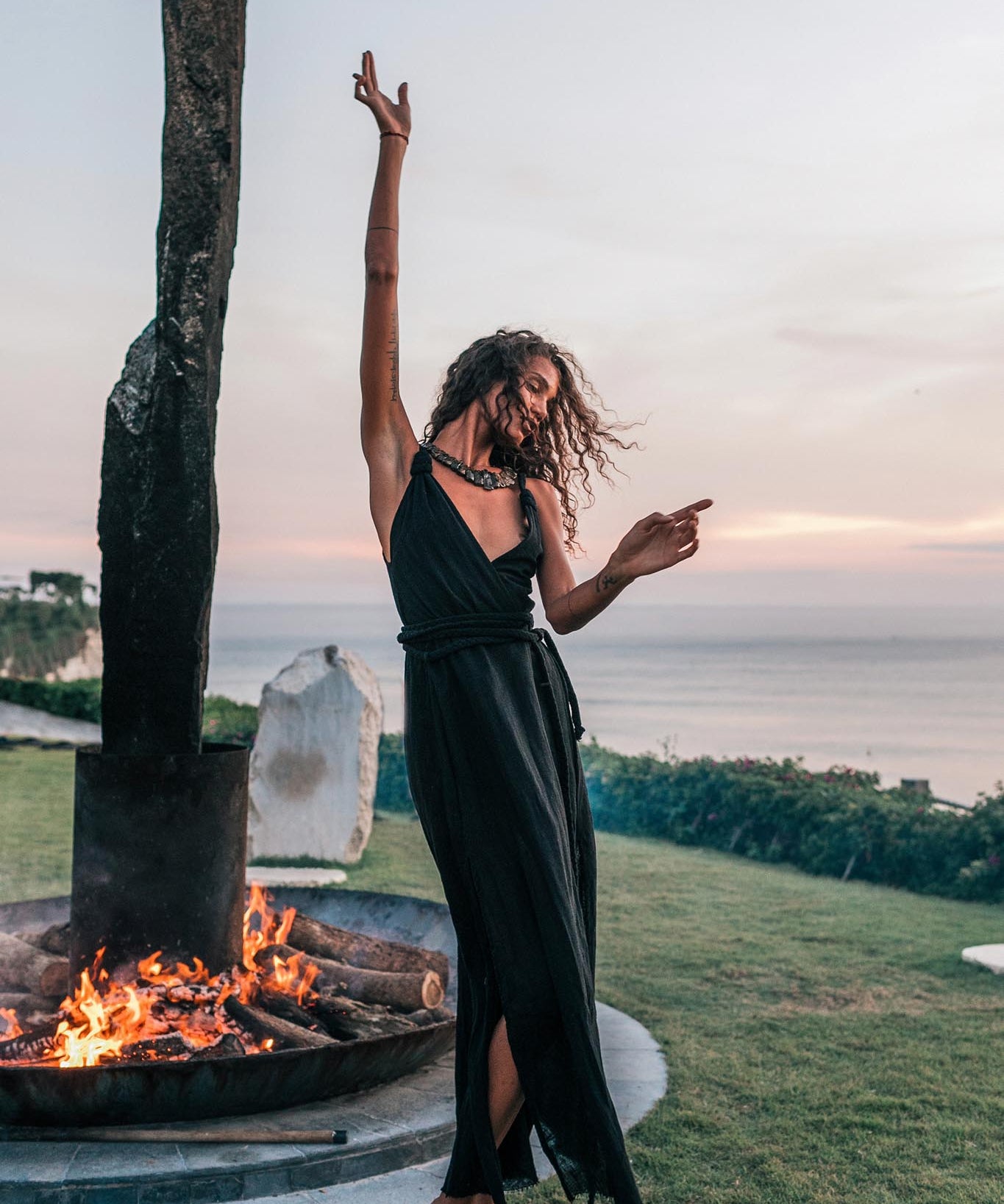 Black Cotton Bohemian Dress - AYA Sacred Wear