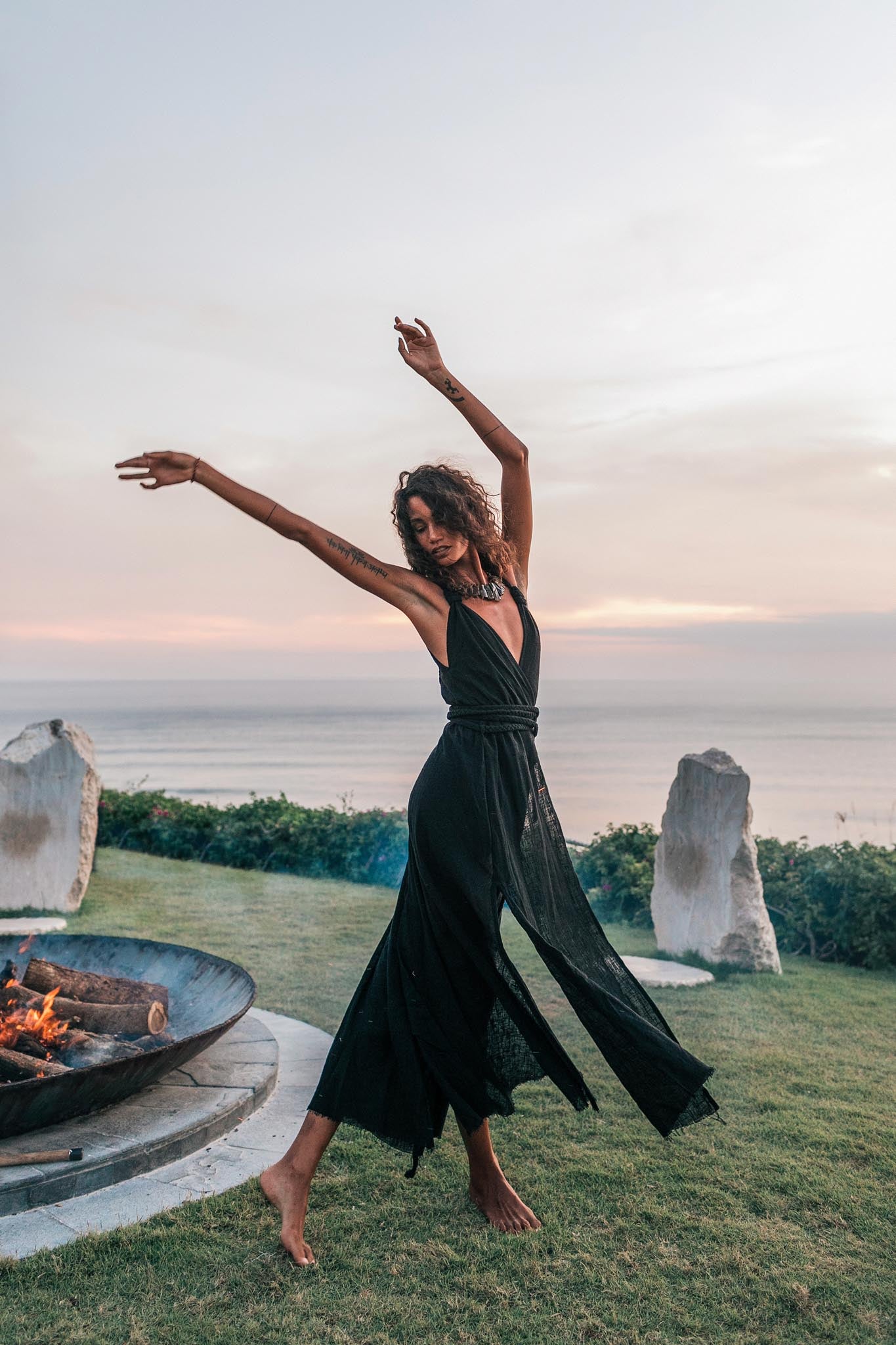 Black Cotton Bohemian Dress - AYA Sacred Wear