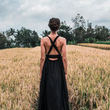 Black Cotton Bohemian Maxi Dress Convertible Dress - AYA Sacred Wear