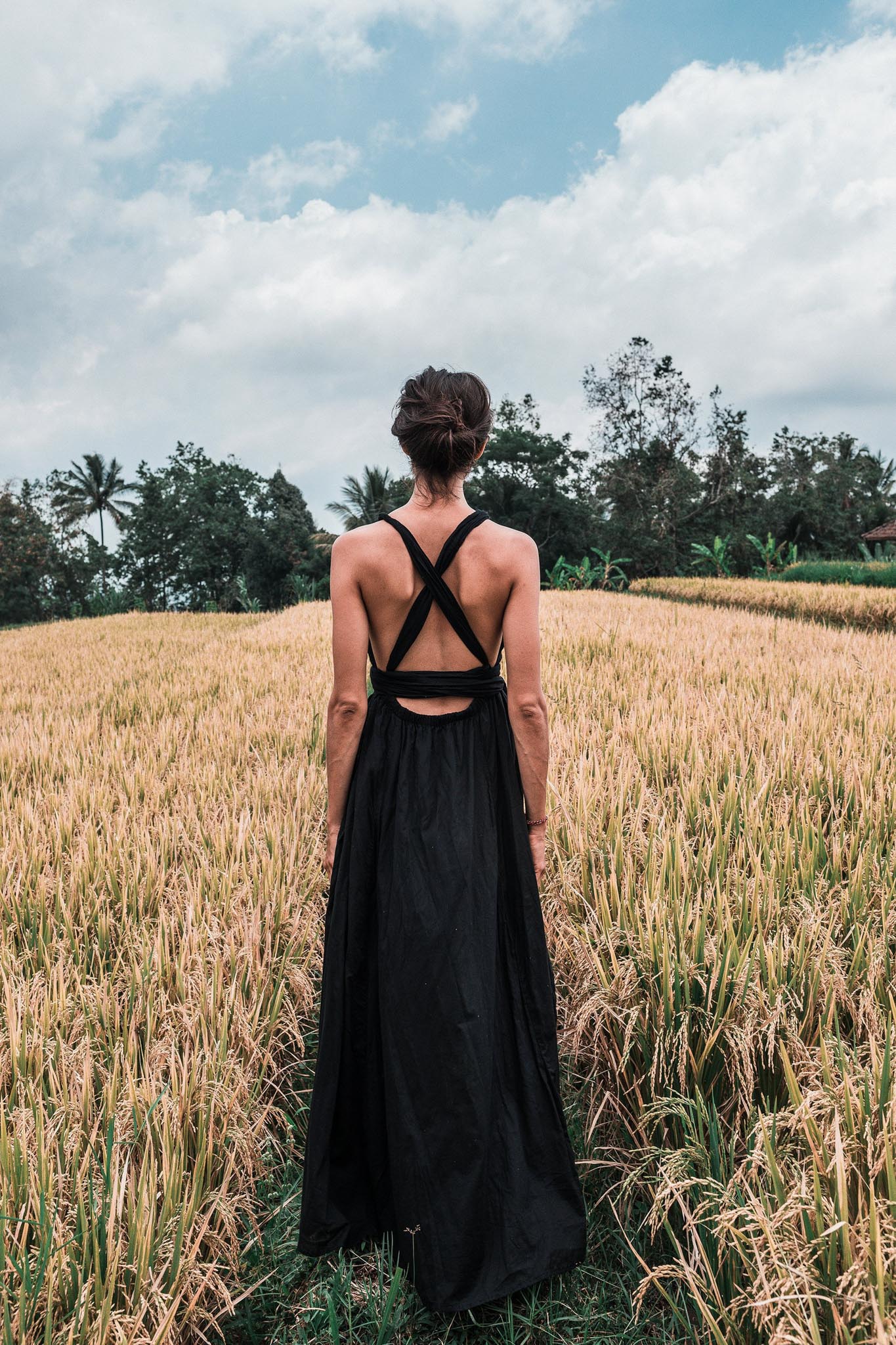 Black Cotton Bohemian Maxi Dress Convertible Dress - AYA Sacred Wear