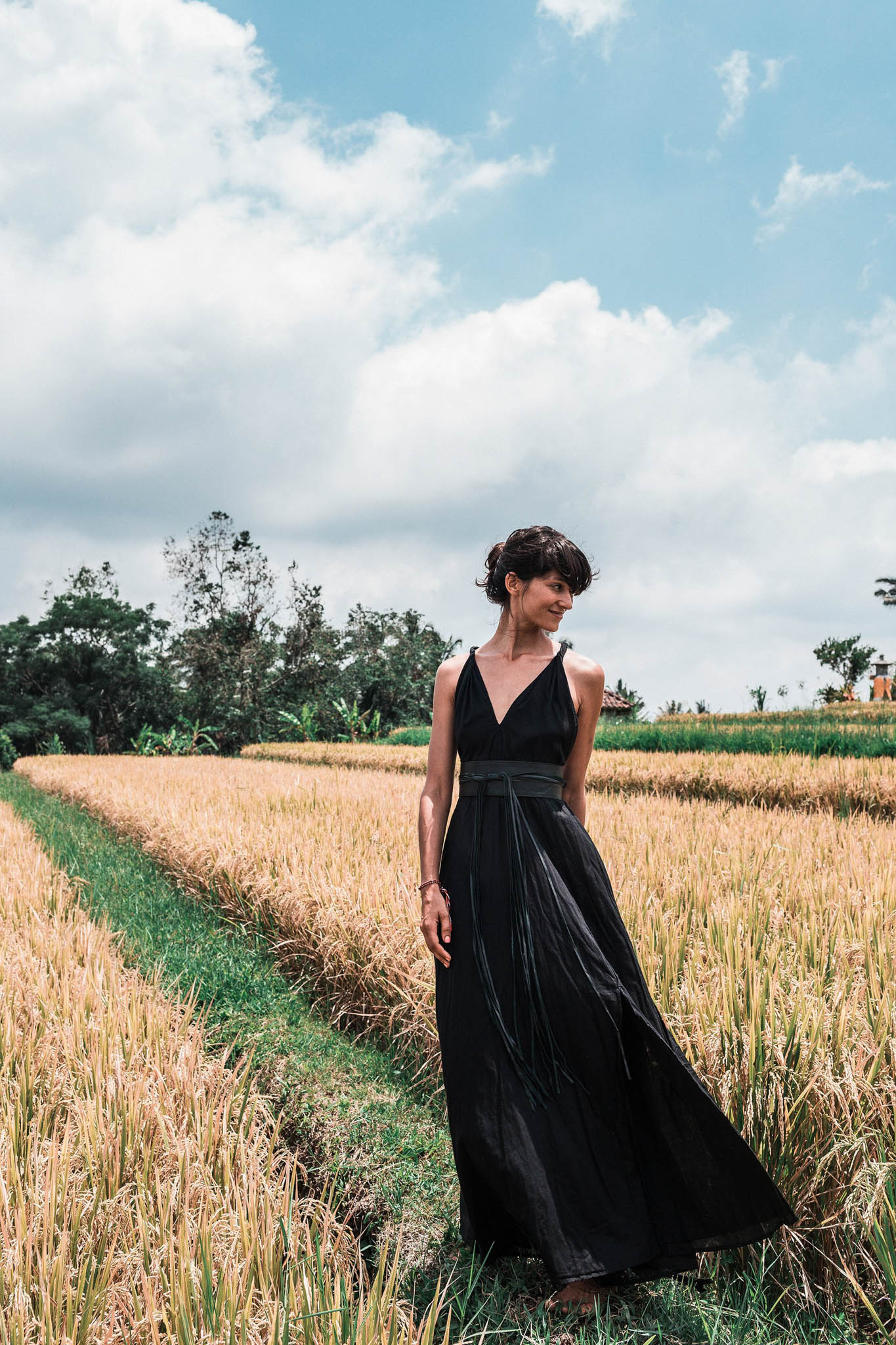 Black Cotton Bohemian Maxi Dress Convertible Dress - AYA Sacred Wear
