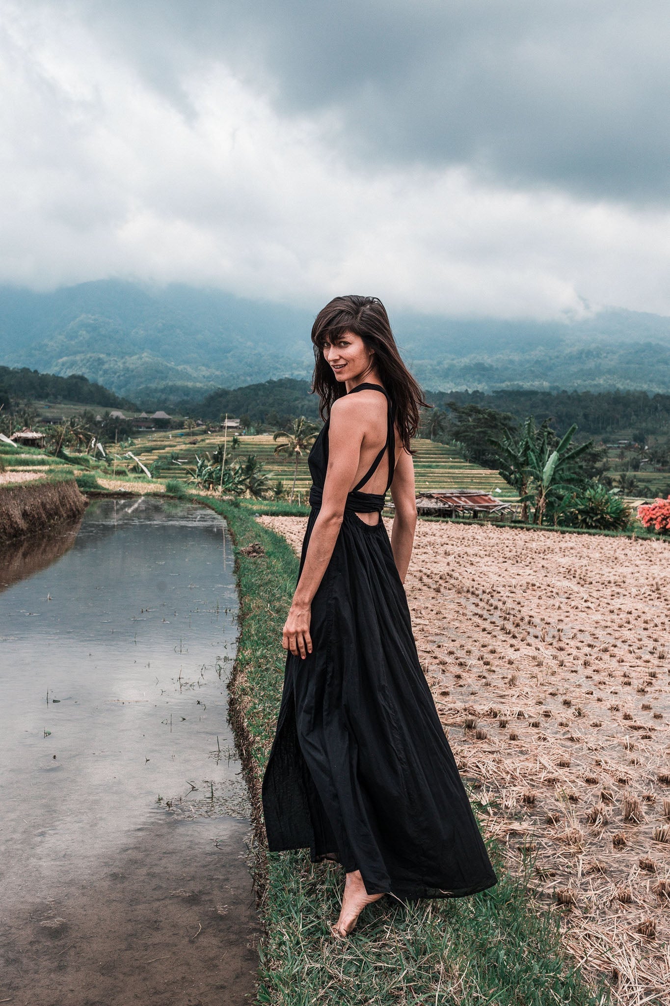 Black Cotton Bohemian Maxi Dress Convertible Dress - AYA Sacred Wear