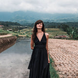 Black Cotton Bohemian Maxi Dress Convertible Dress - AYA Sacred Wear