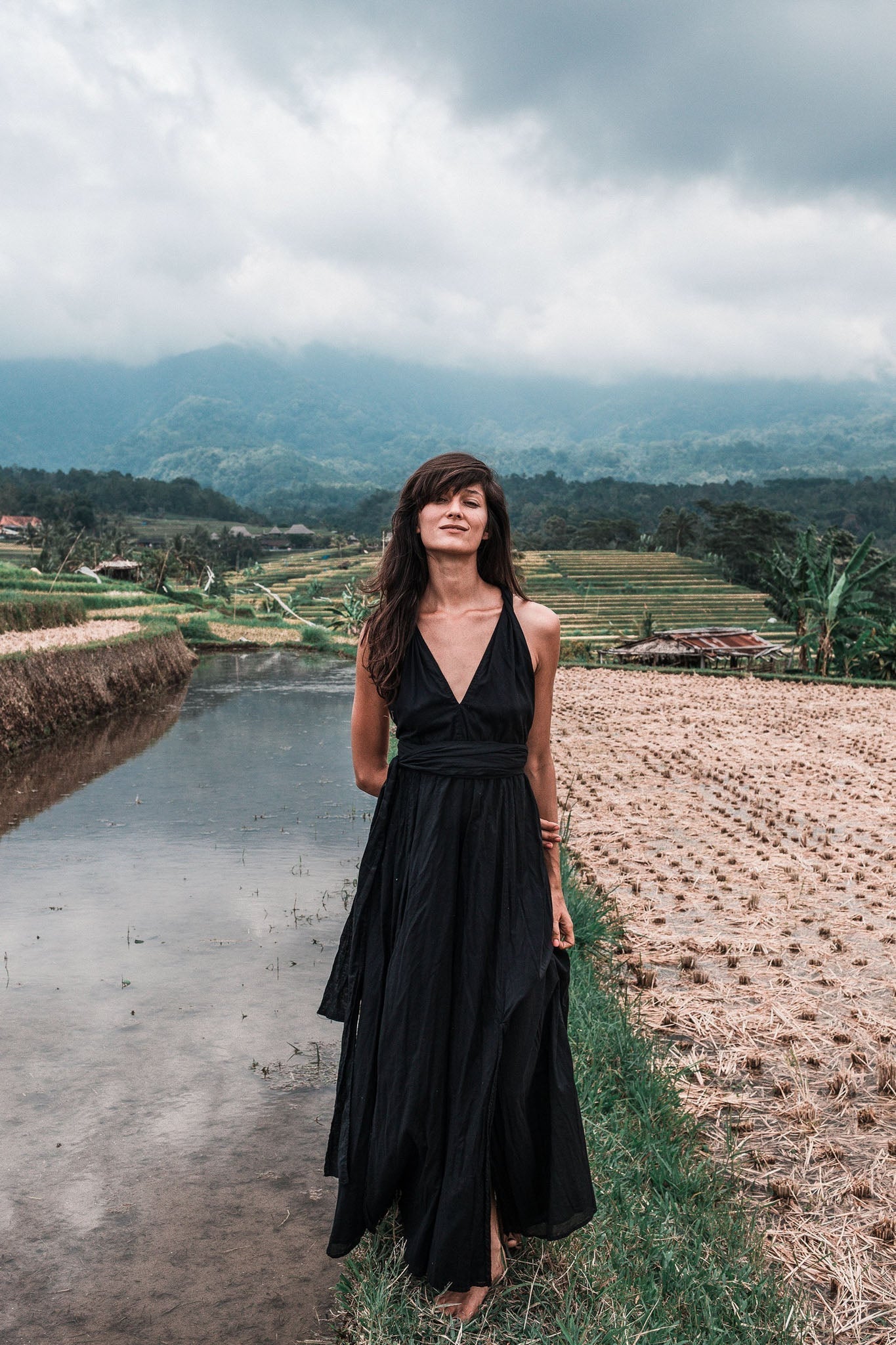 Black Cotton Bohemian Maxi Dress Convertible Dress - AYA Sacred Wear