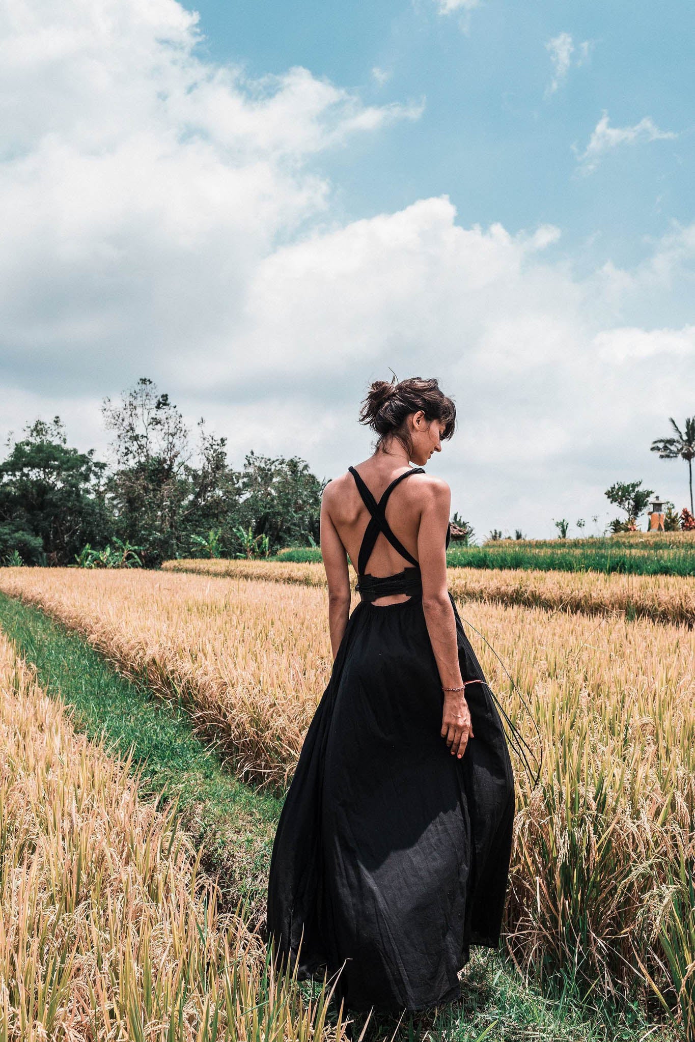 Black Cotton Bohemian Maxi Dress Convertible Dress - AYA Sacred Wear