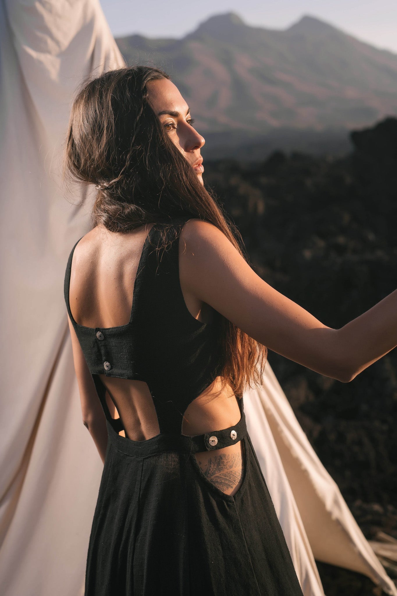 Black Evening Boho Bohemian Maxi Dress - AYA Sacred Wear