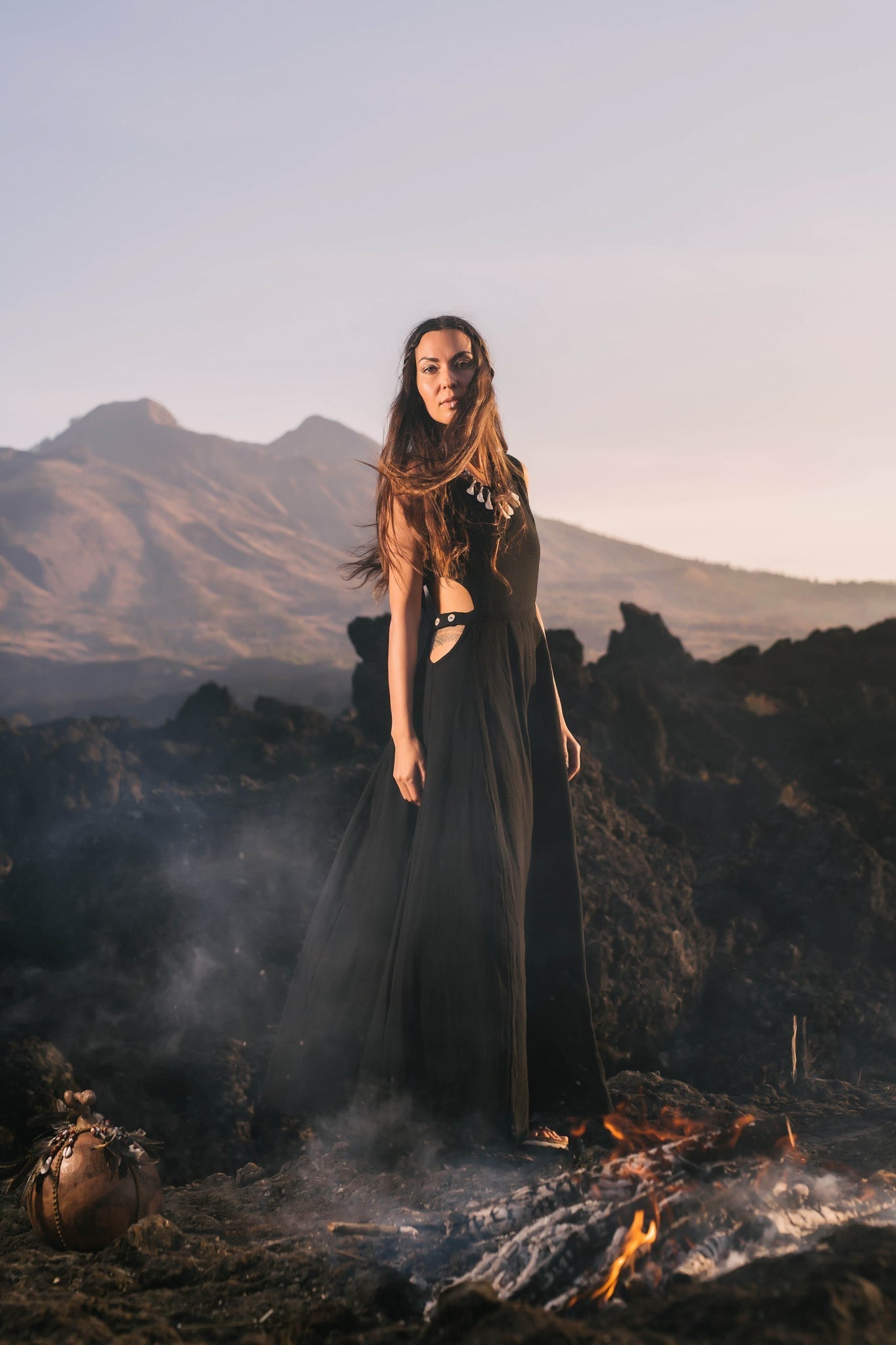 Black Evening Boho Bohemian Maxi Dress - AYA Sacred Wear