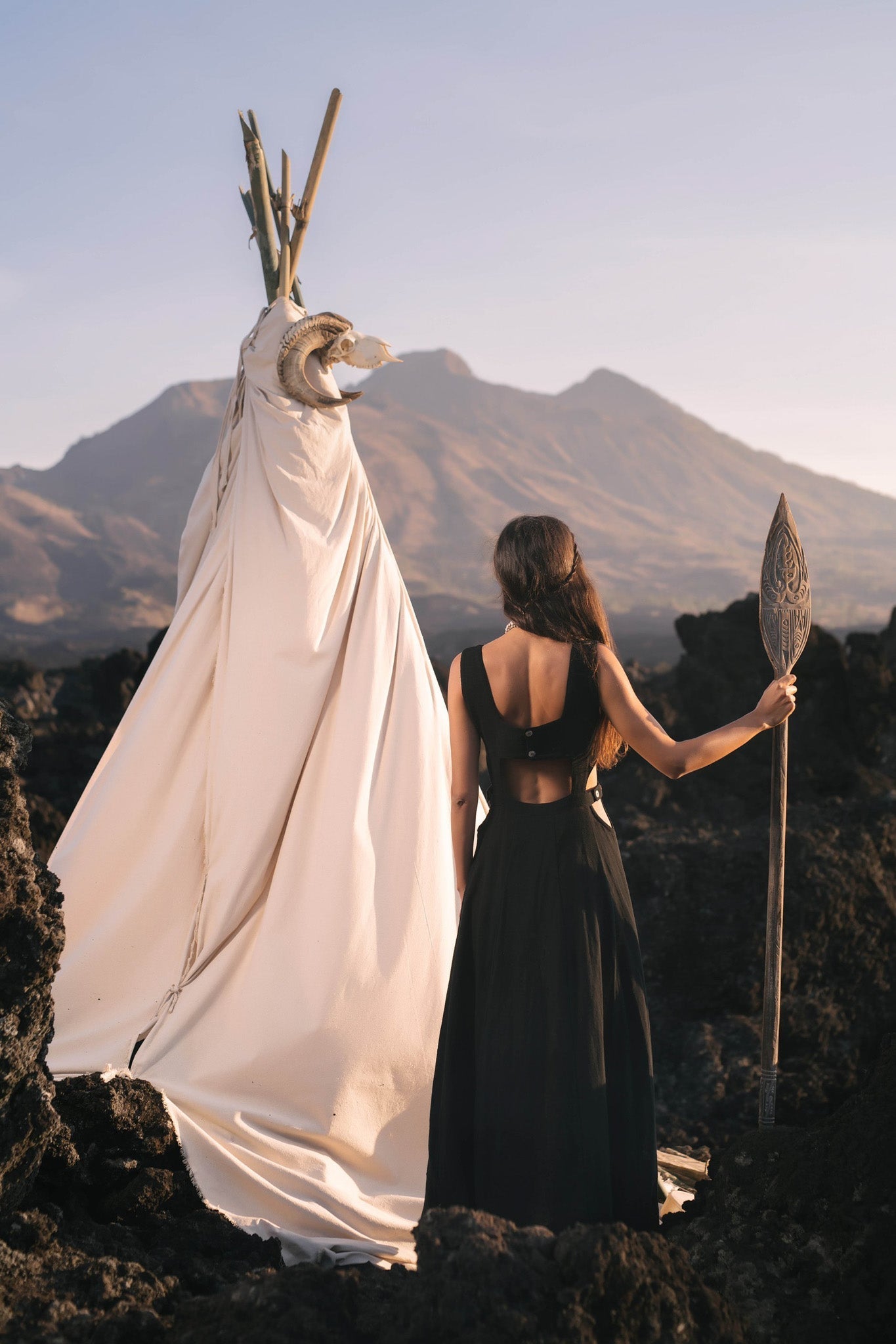 Black Evening Boho Bohemian Maxi Dress - AYA Sacred Wear