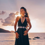 Black Cotton Boho Maxi Dress with Hand Loomed Tassels - AYA Sacred Wear